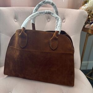 Luxury Suede Tote Bag Brown Large Capacity Handbag